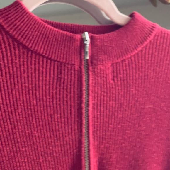 Jason Wu Red Quarter Zip Long Sleeve Dress - Picture 7 of 11